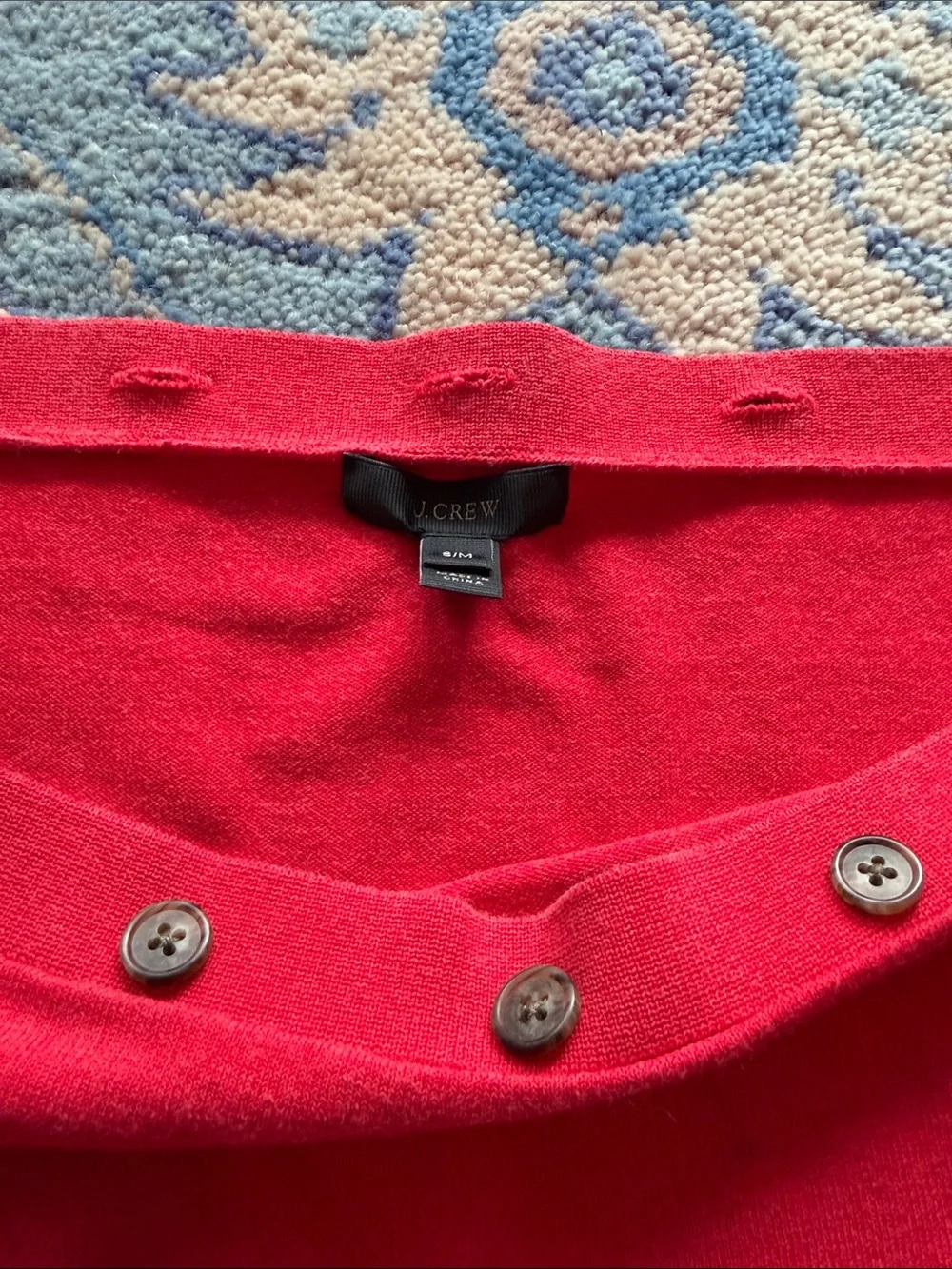 Jcrew Red Off-Shoulder Button-Trim Women’s Sweater